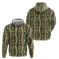 Pikake Maile Tiare Lei Hoodie Natural Lauhala Pattern