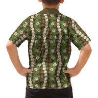 Pikake Maile Tiare Lei Kid Hawaiian Shirt Natural Lauhala Pattern