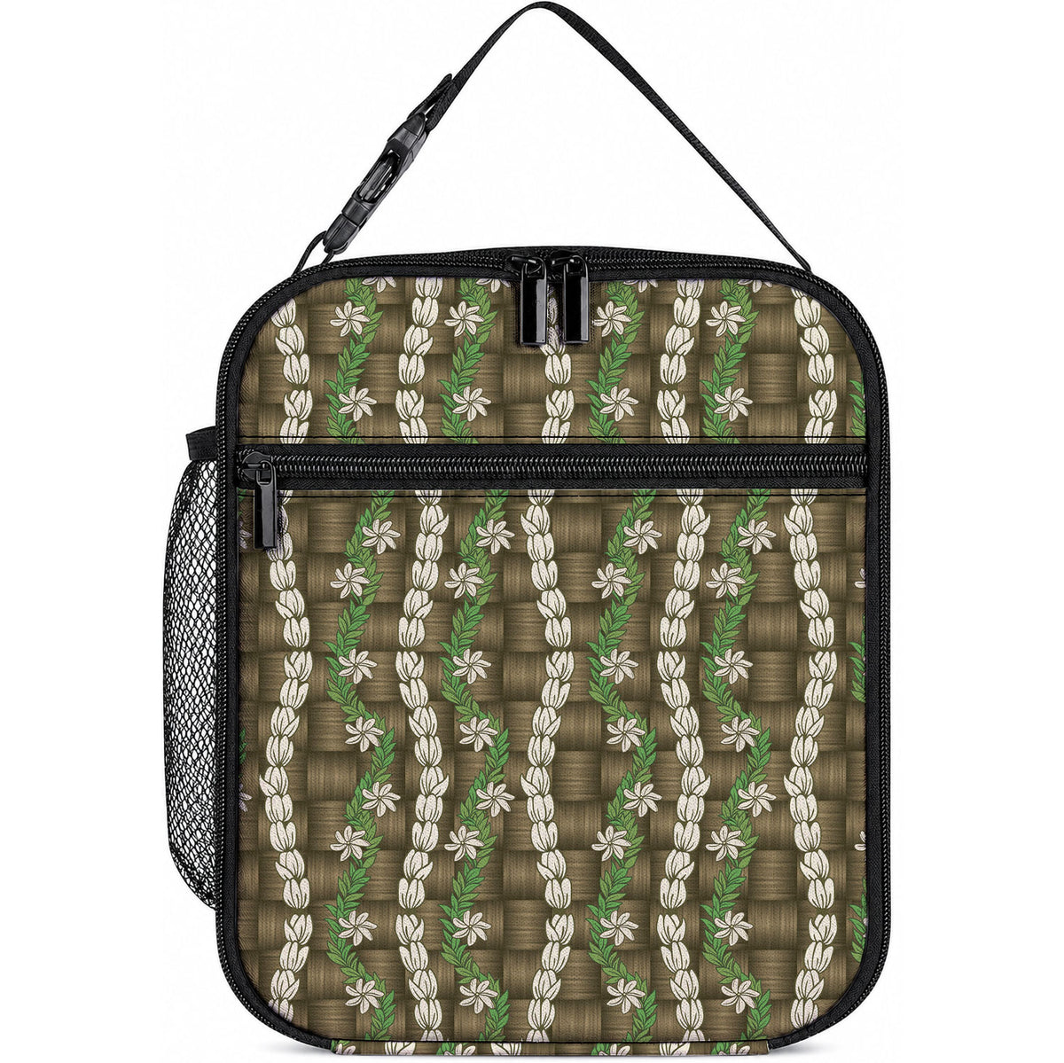 Pikake Maile Tiare Lei Lunch Bag Natural Lauhala Pattern