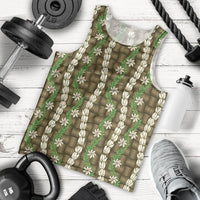 Pikake Maile Tiare Lei Men Tank Top Natural Lauhala Pattern