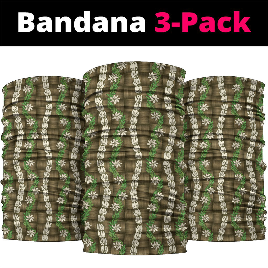 Pikake Maile Tiare Lei Neck Gaiter Natural Lauhala Pattern