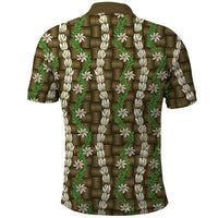 Pikake Maile Tiare Lei Polo Shirt Natural Lauhala Pattern