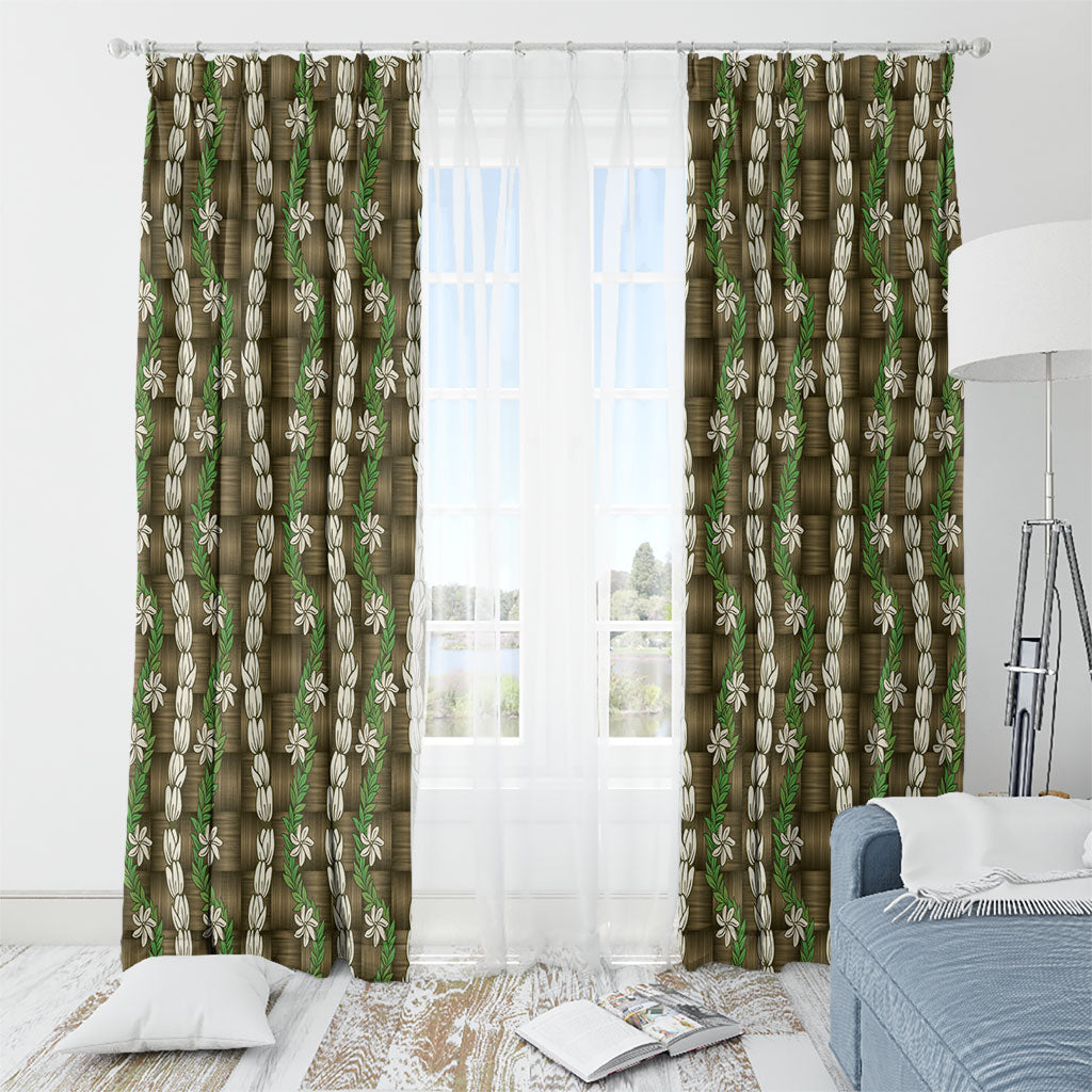 Pikake Maile Tiare Lei Window Curtain Natural Lauhala Pattern