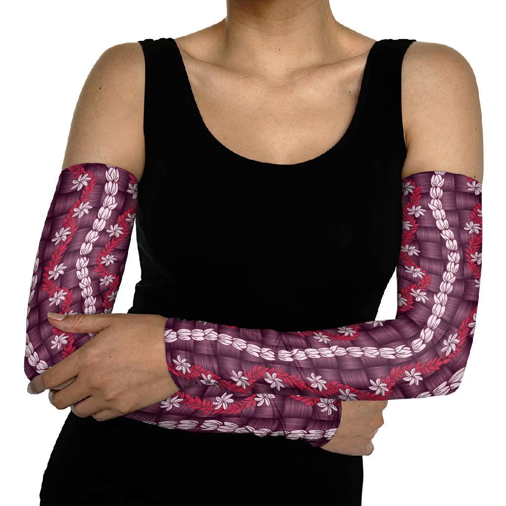 Pikake Maile Tiare Lei Arm Sleeves Akala Lauhala Pattern