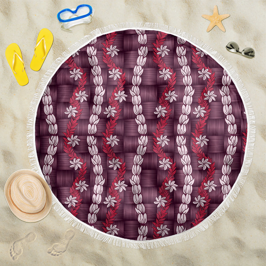 Pikake Maile Tiare Lei Beach Blanket Akala Lauhala Pattern LT01 One Size 150cm Pink - Polynesian Pride