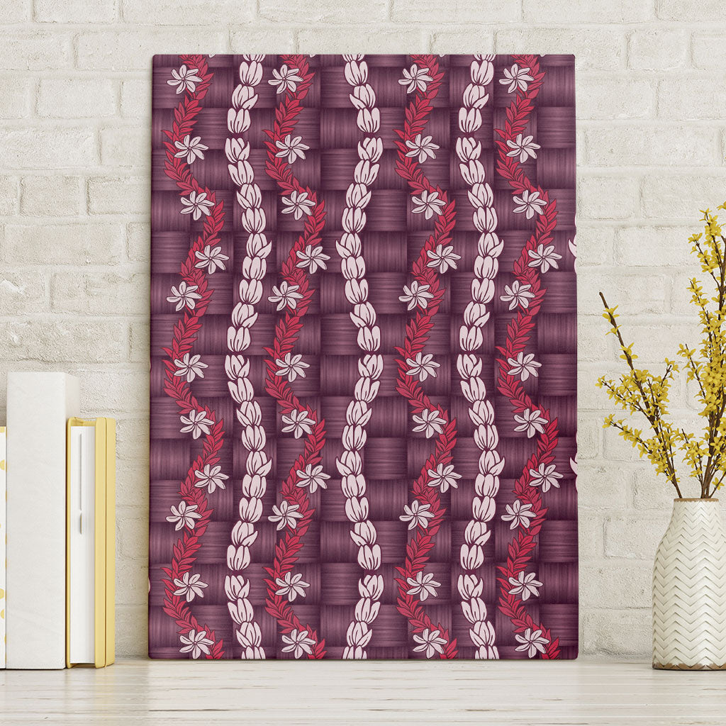 Pikake Maile Tiare Lei Canvas Wall Art Akala Lauhala Pattern LT01 Without Frame Pink - Polynesian Pride