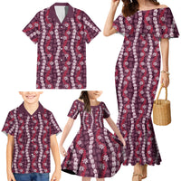 Pikake Maile Tiare Lei Family Matching Mermaid Dress and Hawaiian Shirt Akala Lauhala Pattern LT01 - Polynesian Pride