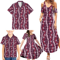 Pikake Maile Tiare Lei Family Matching Summer Maxi Dress and Hawaiian Shirt Akala Lauhala Pattern LT01 - Polynesian Pride