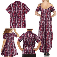 Pikake Maile Tiare Lei Family Matching Summer Maxi Dress and Hawaiian Shirt Akala Lauhala Pattern LT01 - Polynesian Pride
