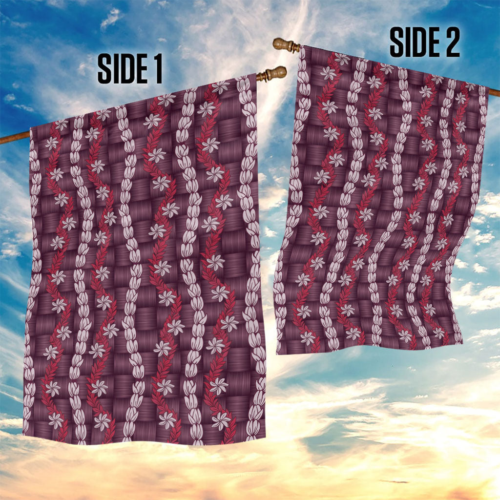 Pikake Maile Tiare Lei Garden Flag Akala Lauhala Pattern