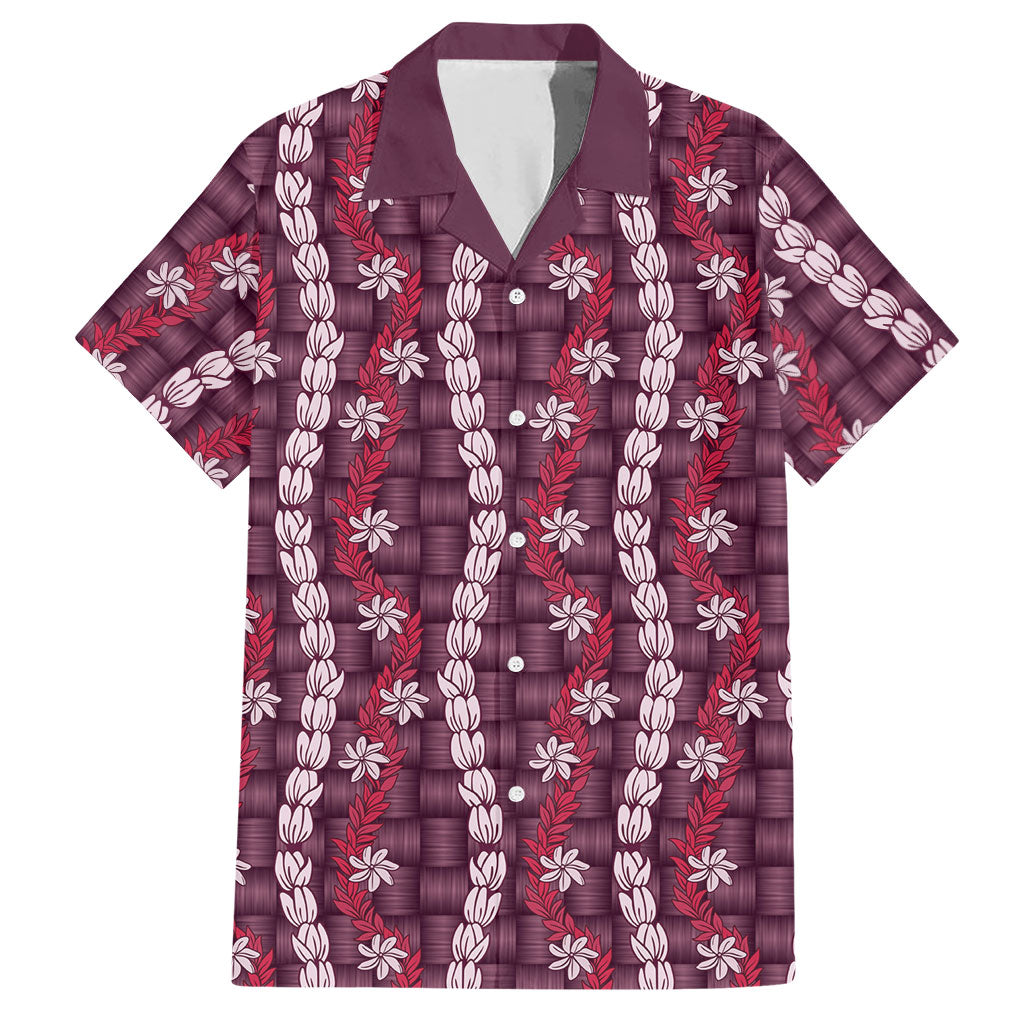 Pikake Maile Tiare Lei Hawaiian Shirt Akala Lauhala Pattern LT01 Pink - Polynesian Pride