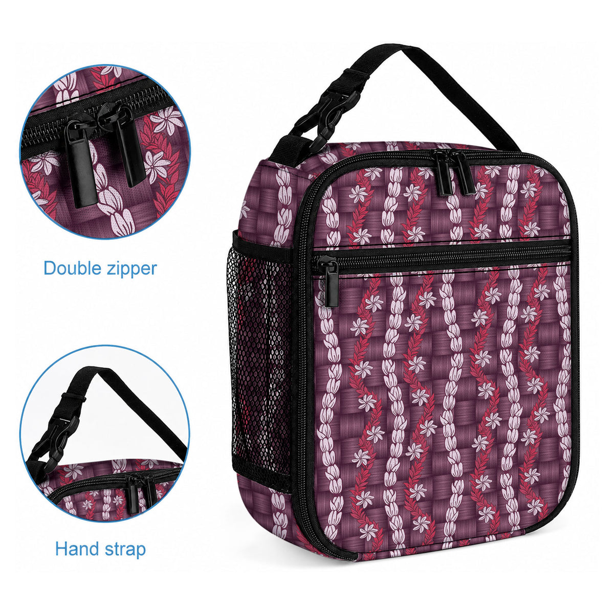 Pikake Maile Tiare Lei Lunch Bag Akala Lauhala Pattern