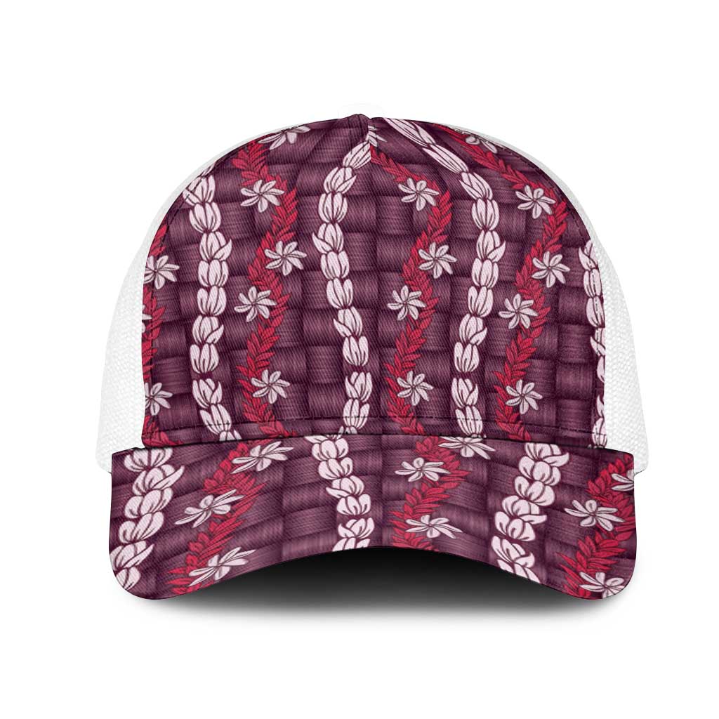 Pikake Maile Tiare Lei Mesh Trucker Cap Akala Lauhala Pattern