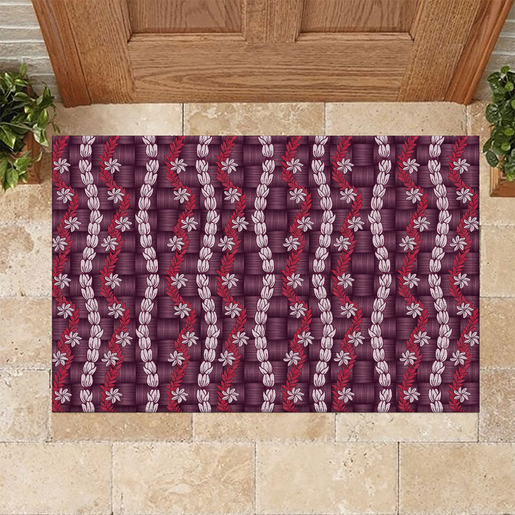 Pikake Maile Tiare Lei Rubber Doormat Akala Lauhala Pattern LT01 Pink - Polynesian Pride