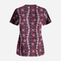Pikake Maile Tiare Lei Scrub Top Akala Lauhala Pattern