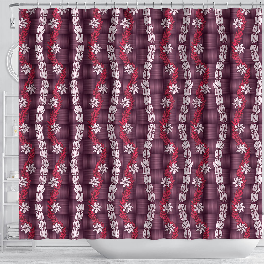 Pikake Maile Tiare Lei Shower Curtain Akala Lauhala Pattern