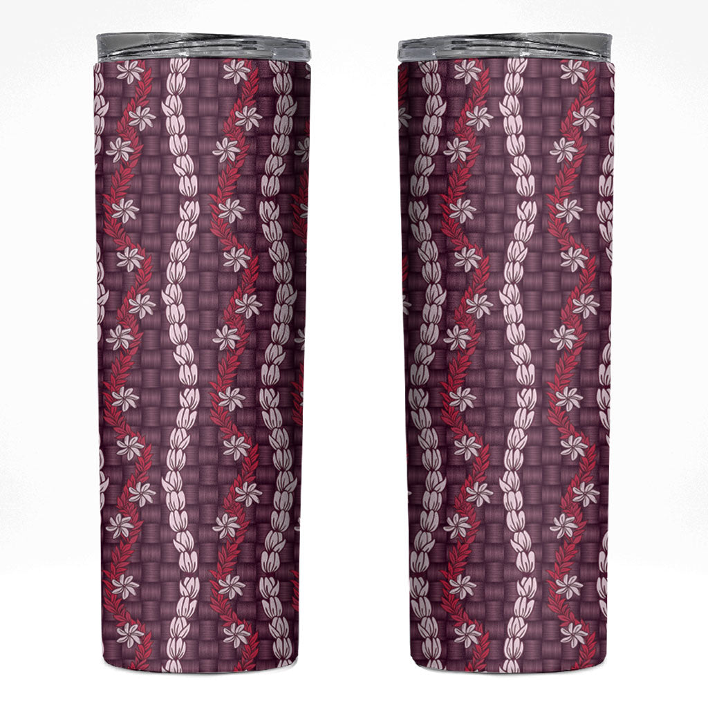 Pikake Maile Tiare Lei Skinny Tumbler Akala Lauhala Pattern