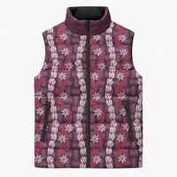 Pikake Maile Tiare Lei Sleeveless Puffer Jacket Akala Lauhala Pattern