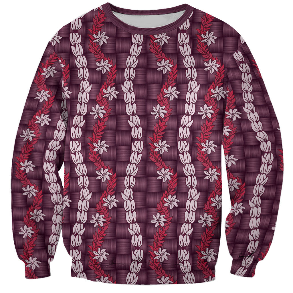 Pikake Maile Tiare Lei Sweatshirt Akala Lauhala Pattern LT01 Unisex Pink - Polynesian Pride