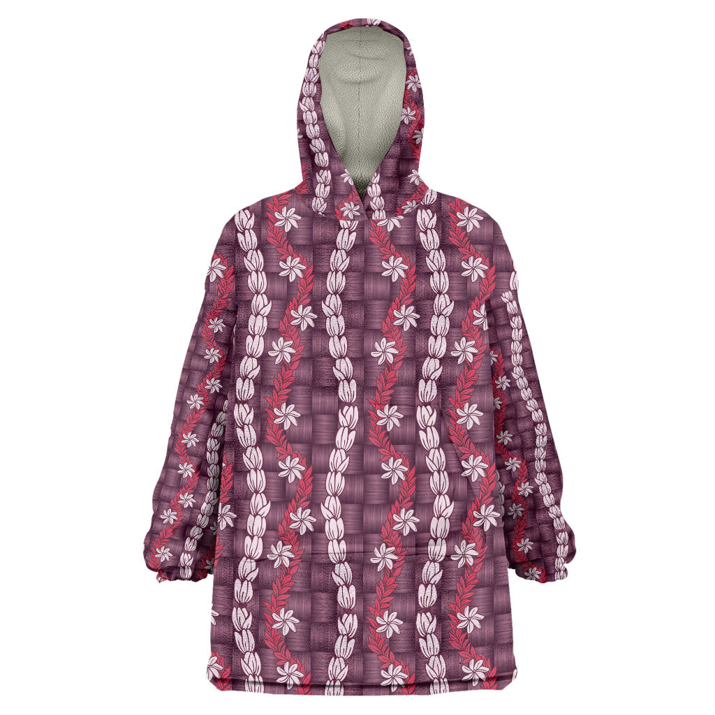 Pikake Maile Tiare Lei Wearable Blanket Hoodie Akala Lauhala Pattern