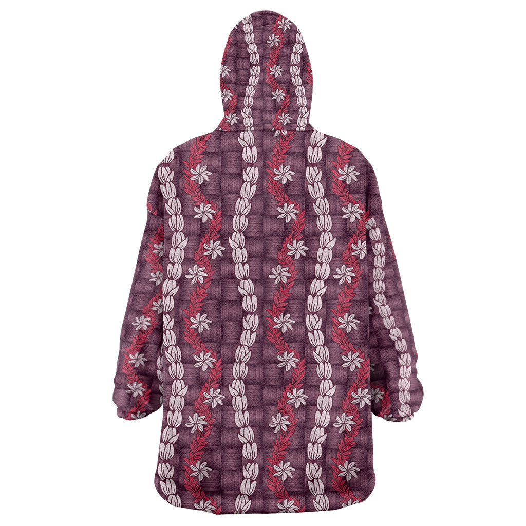 Pikake Maile Tiare Lei Wearable Blanket Hoodie Akala Lauhala Pattern