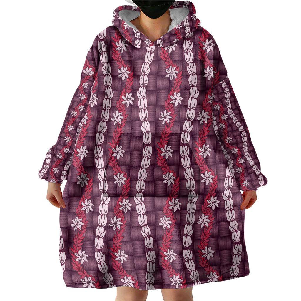 Pikake Maile Tiare Lei Wearable Blanket Hoodie Akala Lauhala Pattern