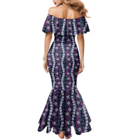 Pikake Maile Tiare Lei Family Matching Mermaid Dress and Hawaiian Shirt Poni Lauhala Pattern LT01 - Polynesian Pride