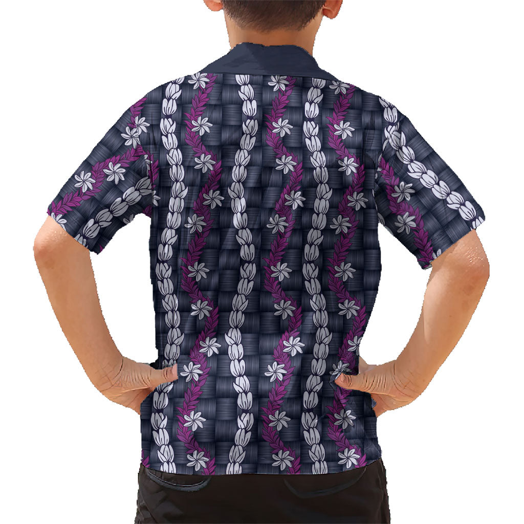 Pikake Maile Tiare Lei Family Matching Off The Shoulder Long Sleeve Dress and Hawaiian Shirt Poni Lauhala Pattern LT01 - Polynesian Pride
