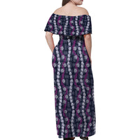 Pikake Maile Tiare Lei Family Matching Off Shoulder Maxi Dress and Hawaiian Shirt Poni Lauhala Pattern LT01 - Polynesian Pride