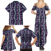 Pikake Maile Tiare Lei Family Matching Summer Maxi Dress and Hawaiian Shirt Poni Lauhala Pattern LT01 - Polynesian Pride