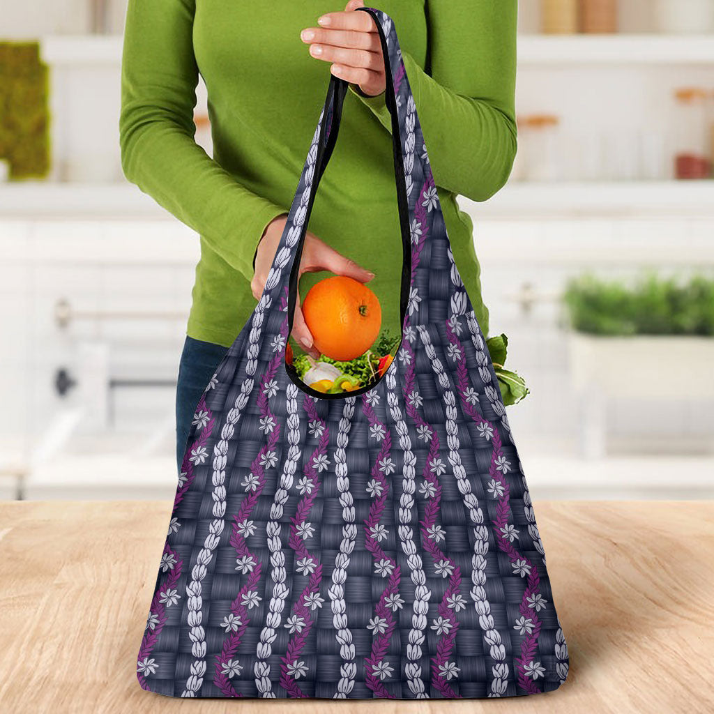 Pikake Maile Tiare Lei Grocery Bag Poni Lauhala Pattern