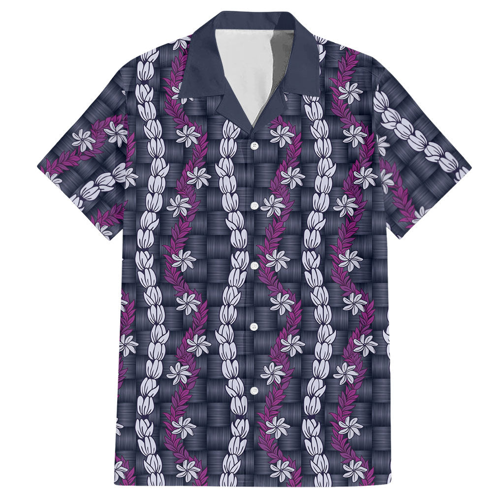 Pikake Maile Tiare Lei Hawaiian Shirt Poni Lauhala Pattern LT01 Purple - Polynesian Pride