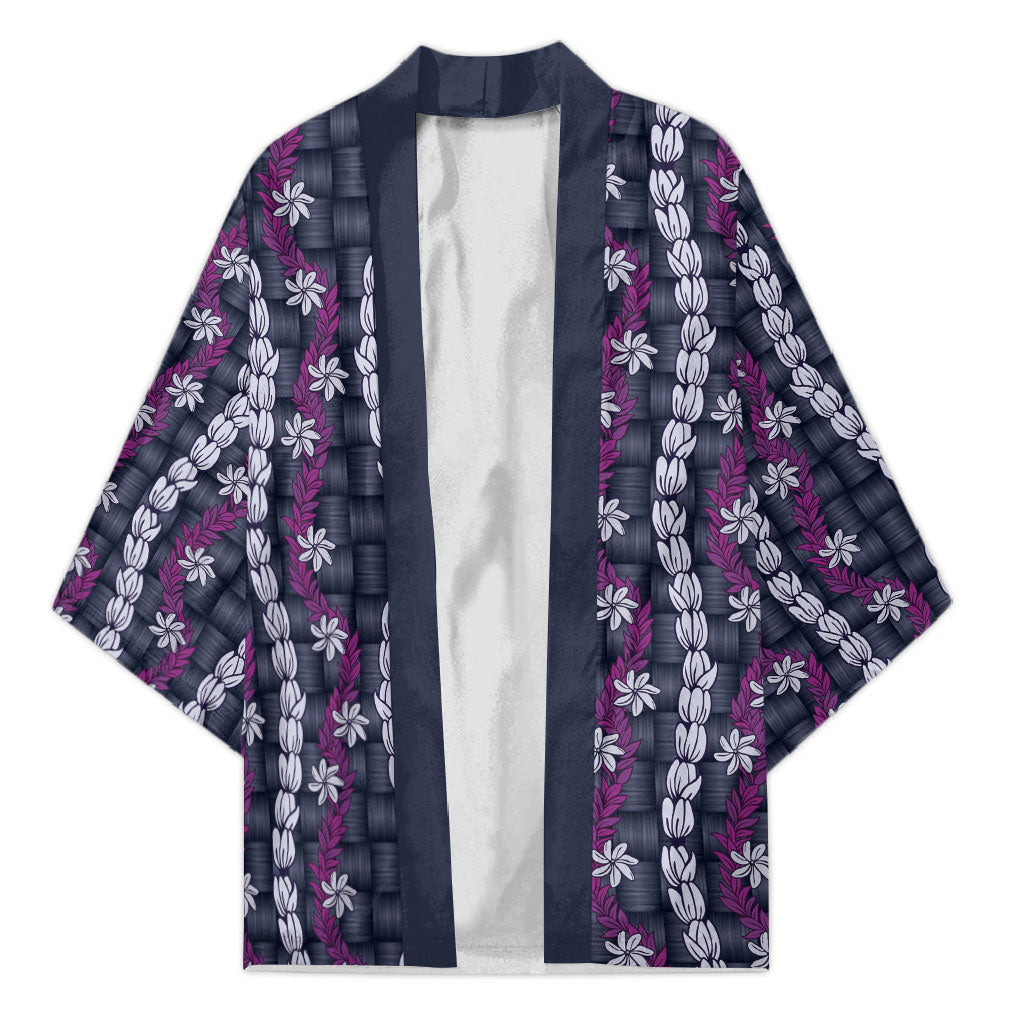 Pikake Maile Tiare Lei Kimono Poni Lauhala Pattern LT01 Unisex Purple - Polynesian Pride