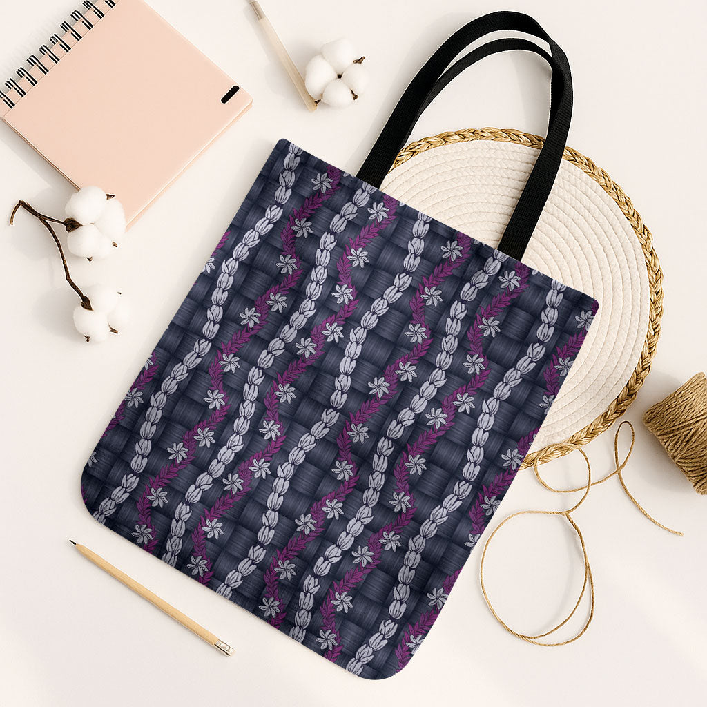 Pikake Maile Tiare Lei Tote Bag Poni Lauhala Pattern
