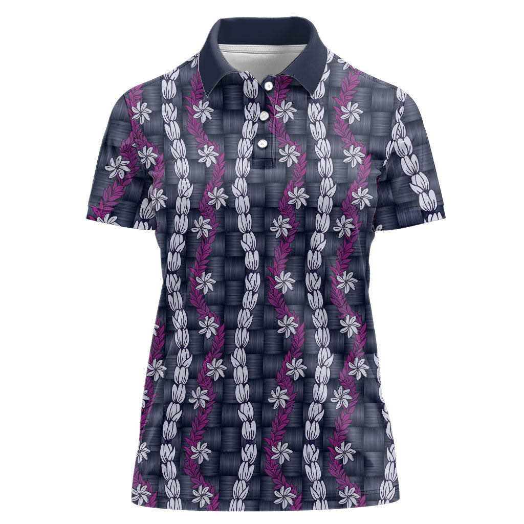 Pikake Maile Tiare Lei Women Polo Shirt Poni Lauhala Pattern