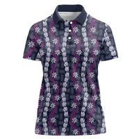 Pikake Maile Tiare Lei Women Polo Shirt Poni Lauhala Pattern