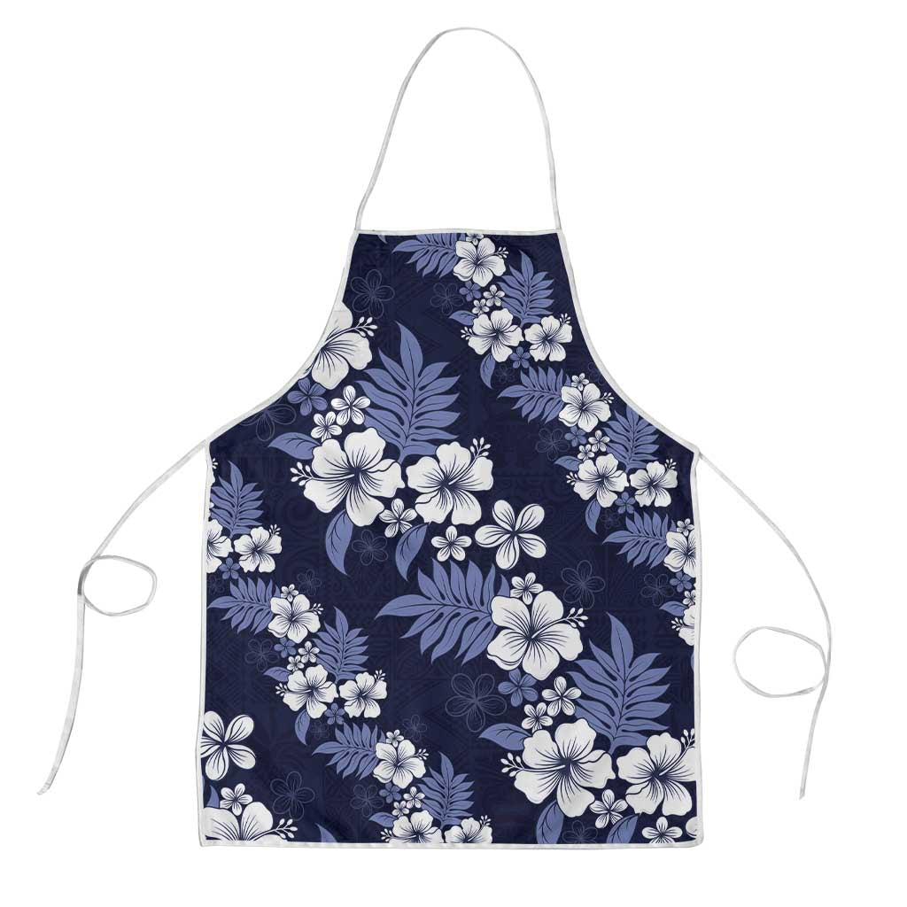 Hawaiian Hibiscus Tribal Floral Blue Apron Polynesian Tapa Pattern - Polynesian Pride