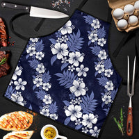 Hawaiian Hibiscus Tribal Floral Blue Apron Polynesian Tapa Pattern - Polynesian Pride