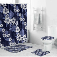 Hawaiian Hibiscus Tribal Floral Blue Bathroom Set Polynesian Tapa Pattern - Polynesian Pride