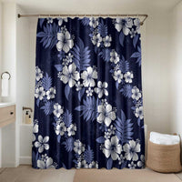 Hawaiian Hibiscus Tribal Floral Blue Bathroom Set Polynesian Tapa Pattern - Polynesian Pride