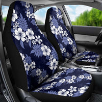 Hawaiian Hibiscus Tribal Floral Blue Car Seat Cover Polynesian Tapa Pattern - Polynesian Pride