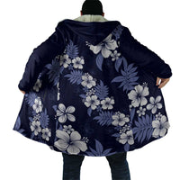 Hawaiian Hibiscus Tribal Floral Blue Cloak Polynesian Tapa Pattern - Polynesian Pride
