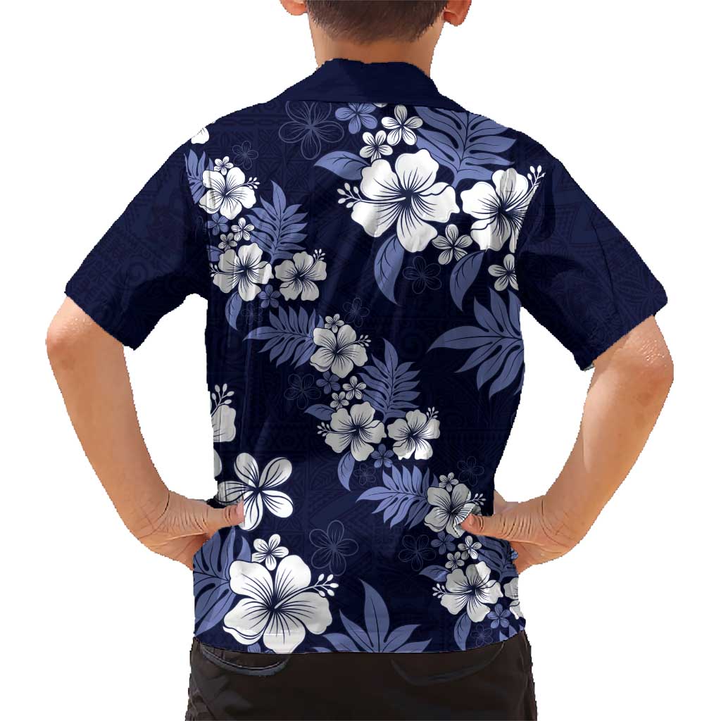 Hawaiian Hibiscus Tribal Floral Blue Hawaiian Shirt Polynesian Tapa Pattern - Polynesian Pride