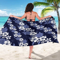 Hawaiian Hibiscus Tribal Floral Blue Sarong Polynesian Tapa Pattern - Polynesian Pride