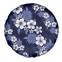 Hawaiian Hibiscus Tribal Floral Blue Spare Tire Cover Polynesian Tapa Pattern - Polynesian Pride