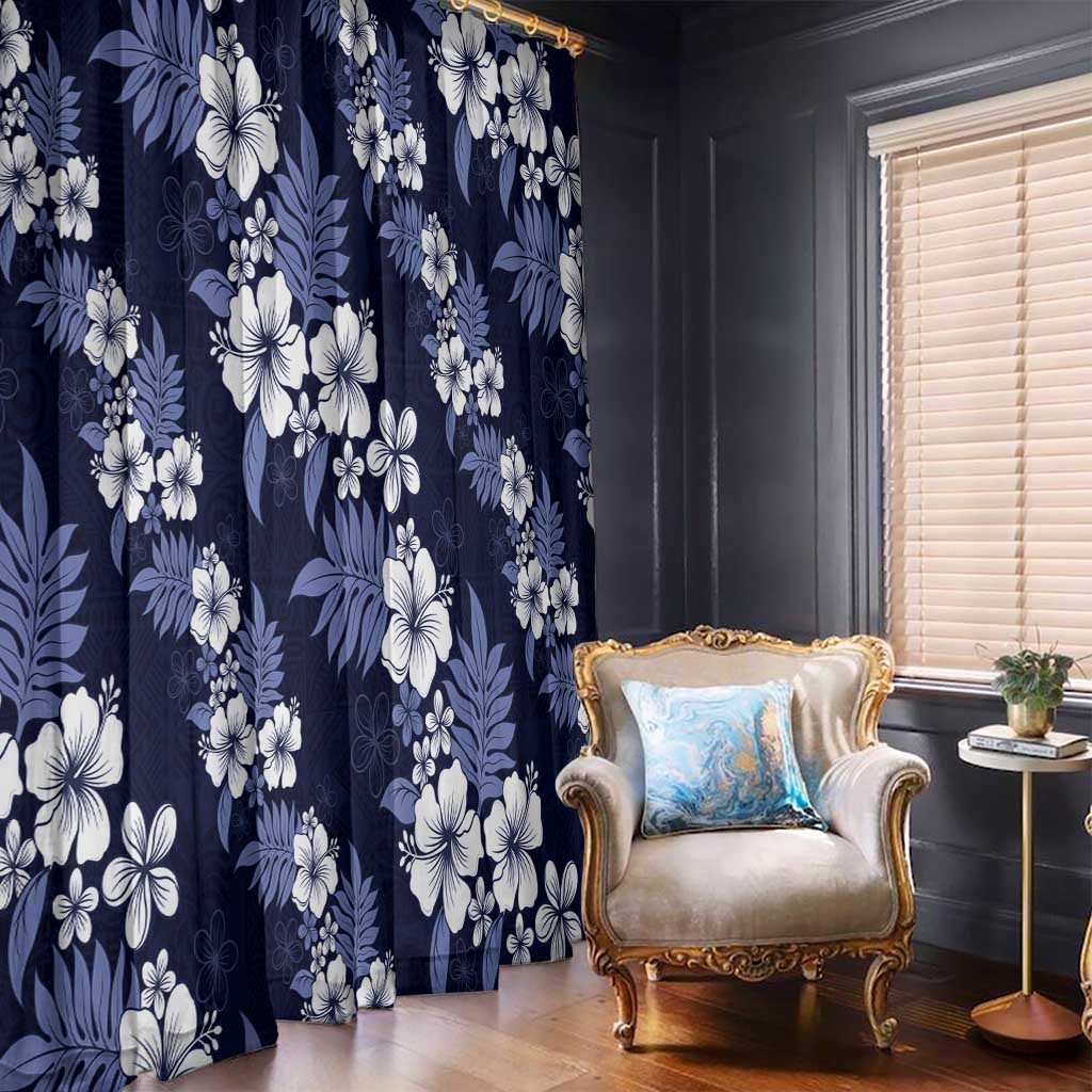 Hawaiian Hibiscus Tribal Floral Blue Window Curtain Polynesian Tapa Pattern LT01 - Polynesian Pride