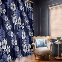 Hawaiian Hibiscus Tribal Floral Blue Window Curtain Polynesian Tapa Pattern LT01 - Polynesian Pride