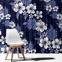 Hawaiian Hibiscus Tribal Floral Blue Window Curtain Polynesian Tapa Pattern LT01 - Polynesian Pride