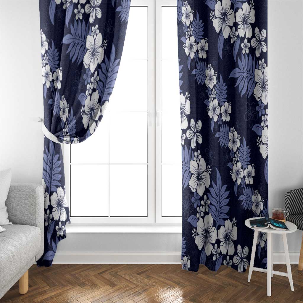 Hawaiian Hibiscus Tribal Floral Blue Window Curtain Polynesian Tapa Pattern LT01 - Polynesian Pride