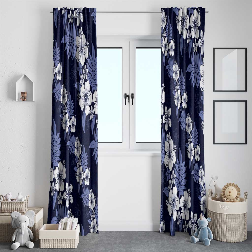 Hawaiian Hibiscus Tribal Floral Blue Window Curtain Polynesian Tapa Pattern LT01 - Polynesian Pride